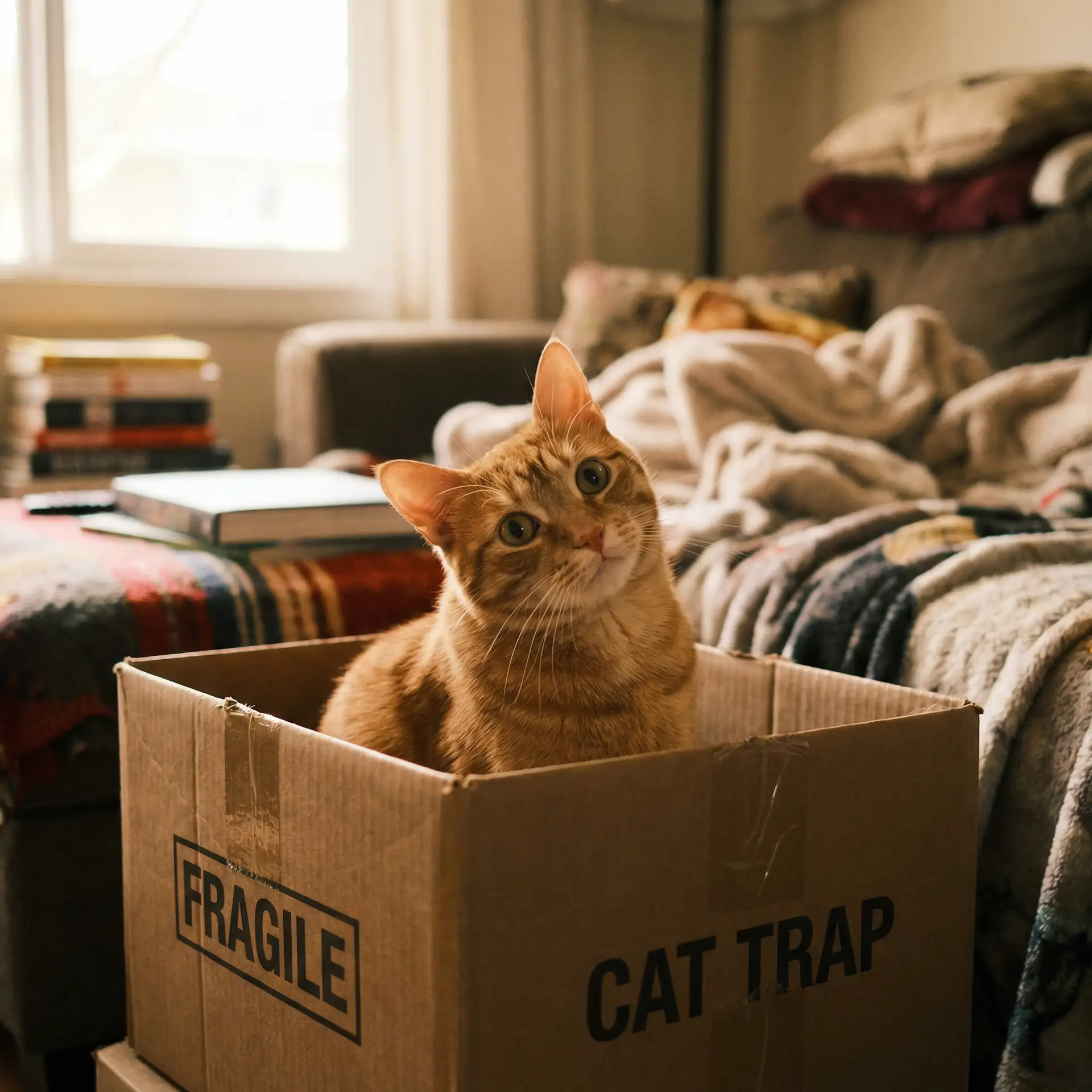 橘猫躲在纸箱里 - 住在我隔壁的甲方